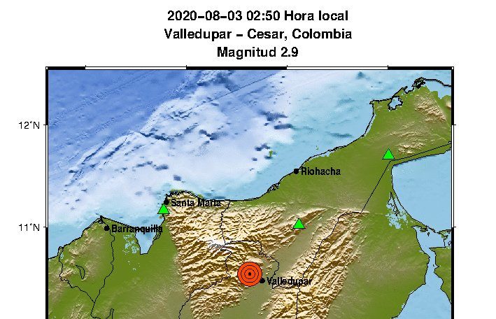 Sismo de 2.9 sacudió la ciudad de Valledupar la madrugada de este lunes