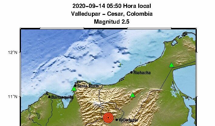 Movimiento telúrico de magnitud 2,5 se registró la mañana de este lunes en Pueblo Bello, Cesar