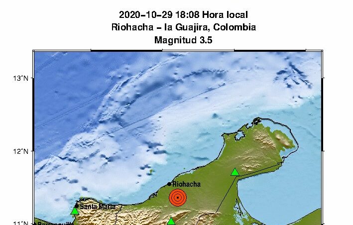 Temblor de 3.5 sacudió a Riohacha la tarde de este jueves