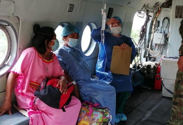 ESE Hospital de Nazareth traslada en helicóptero paciente indígena wayuú en delicado estado de salud
