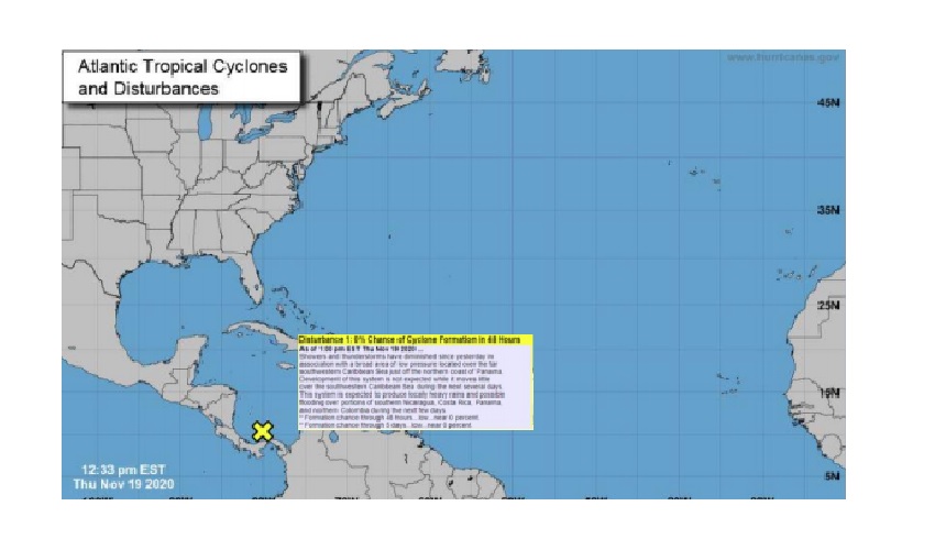 Disminuye a 0% la posibilidad de una formación ciclónica el mar Caribe colombiano