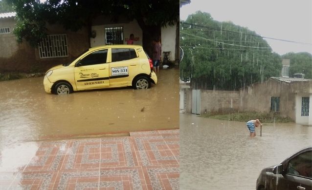 Intenso aguacero afectó el populoso barrio Cooperativo de Riohacha
