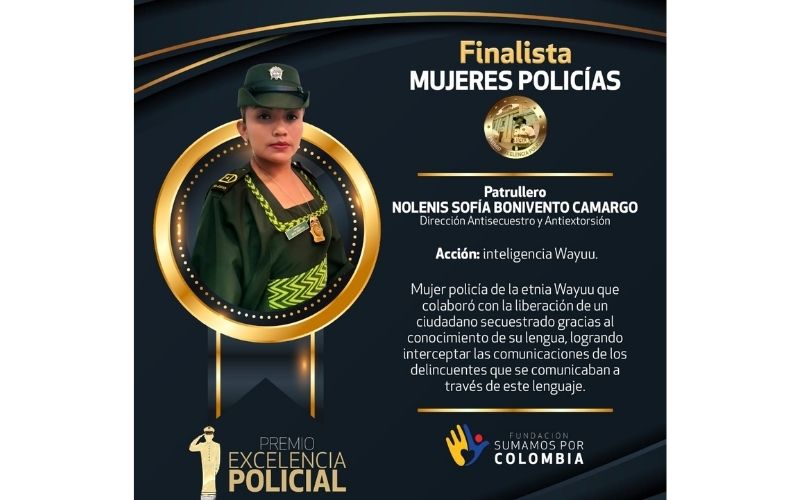 Patrullera wayuú fue reconocida como Mejor Mujer Policía del país