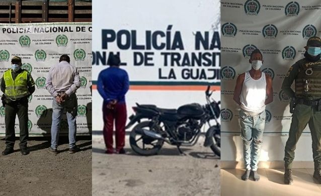 Tres capturados en La Guajira por receptación, falsedad en documento y hurto