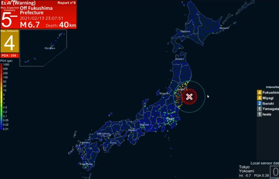 Terremoto de magnitud 7,1 sacude costa de Japón, cerca a Fukushima