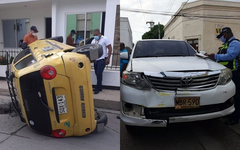Dos funcionarias de la Gobernación resultan ilesas en violento accidente de tránsito en Riohacha
