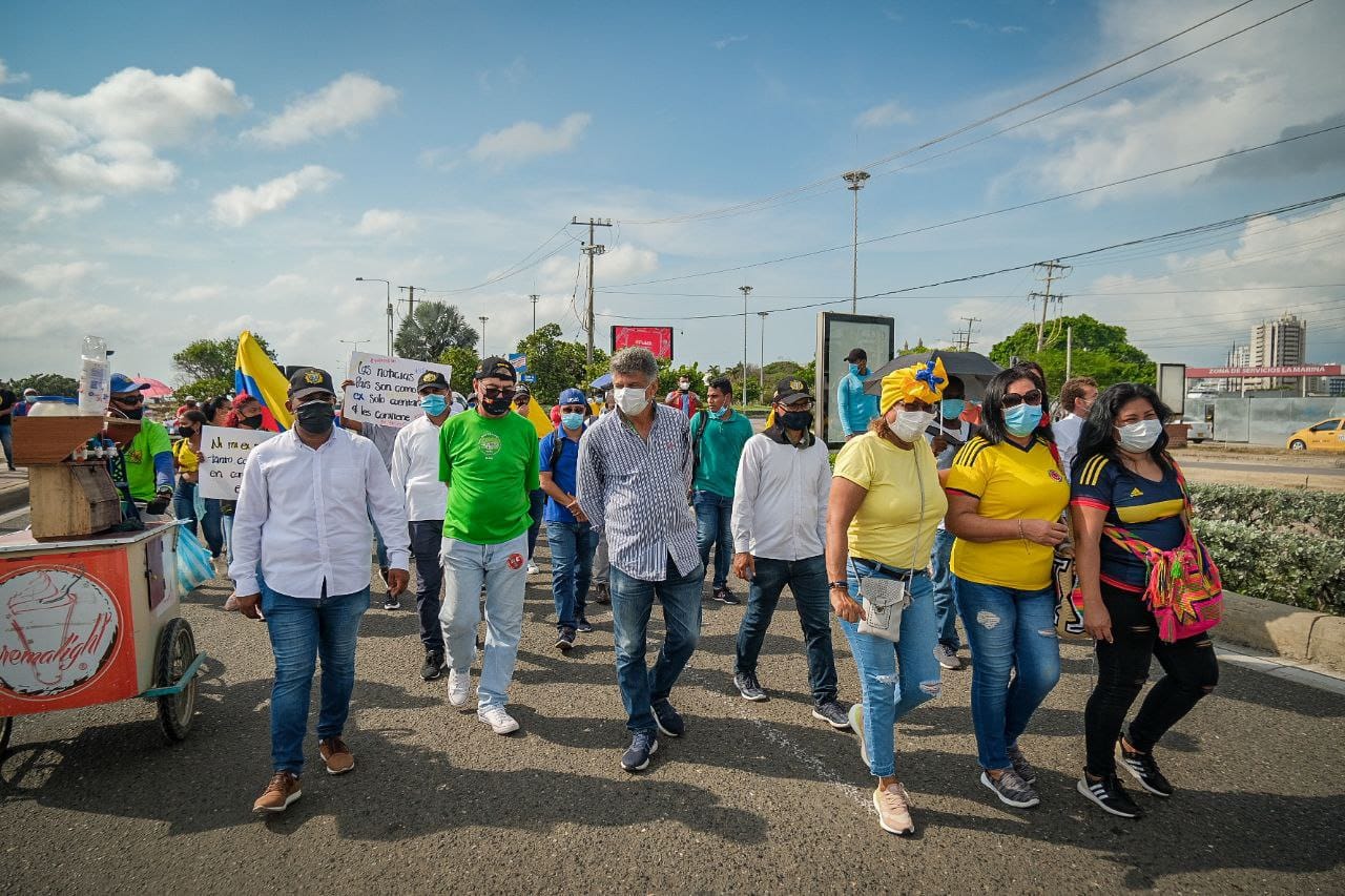Alcalde de Cartagena se sumó a las protestas en la ciudad