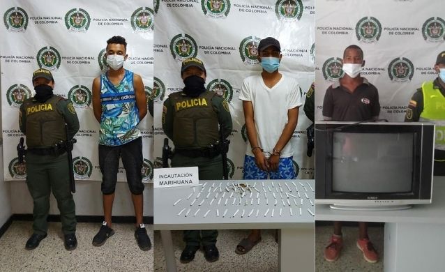 Tres capturados en Riohacha por tráfico de estupefacientes, y hurto