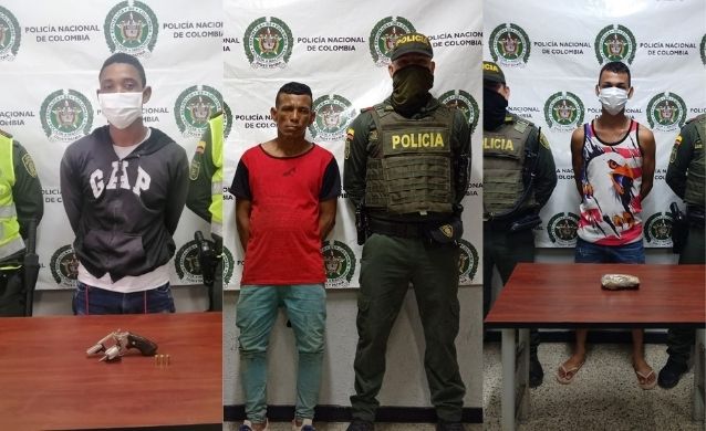 Tres capturados en Riohacha por hurto, porte de armas, y tráfico de estupefacientes