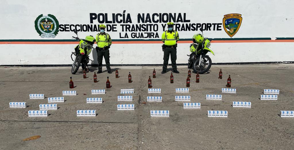 Incautan cigarrillos y whisky de contrabando en las vías de La Guajira