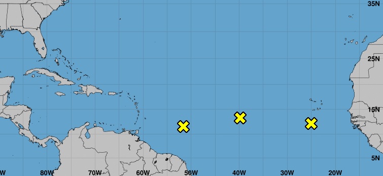 Tres sistemas tropicales bajo observación en el océano Atlántico