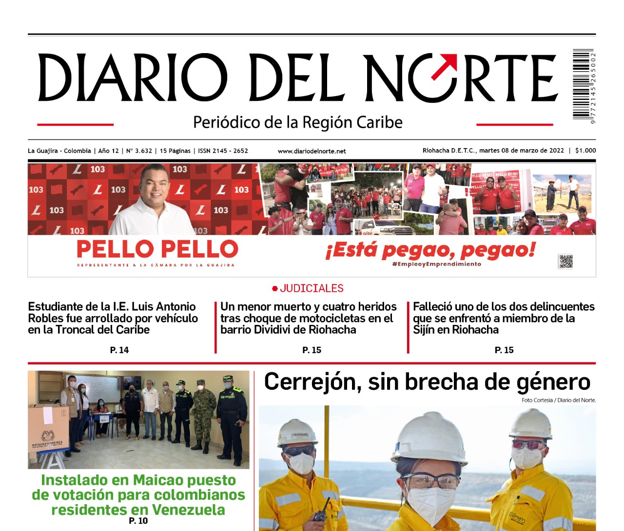 Esta es nuestra edición digital del martes 8 de marzo, de 2022