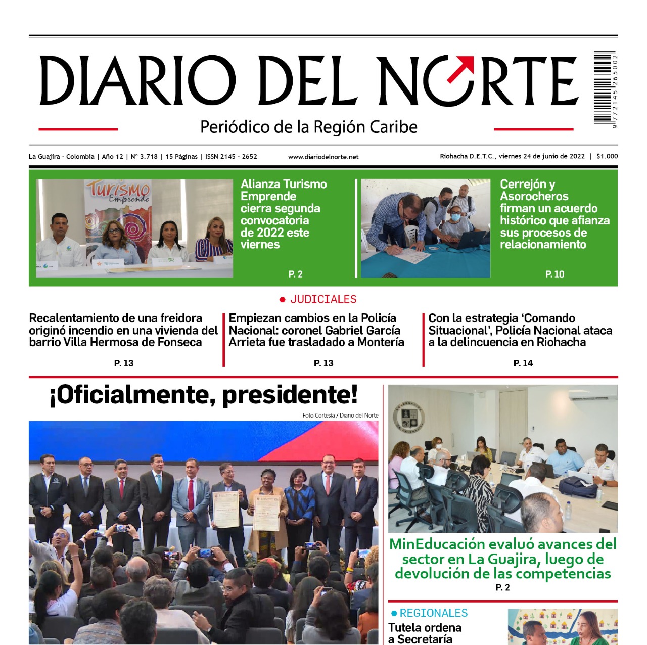 Esta es nuestra edición digital del viernes 24 de junio, de 2022.