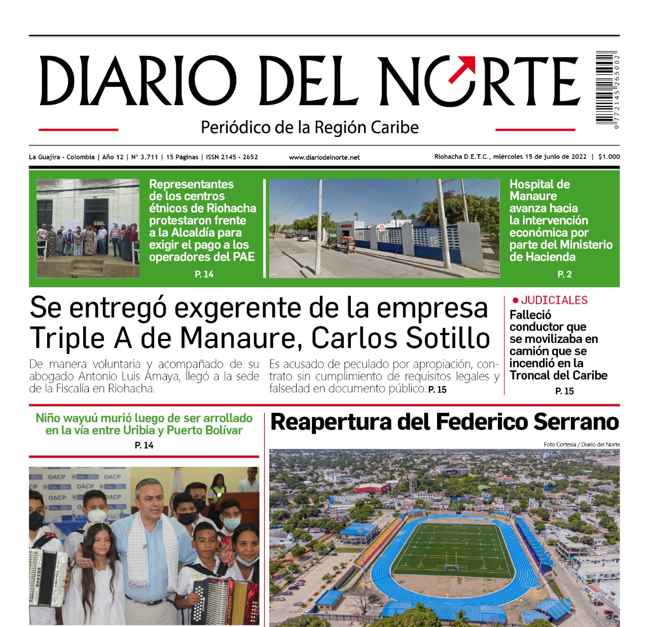 Esta es la edición digital del miércoles 15 de junio, de 2022