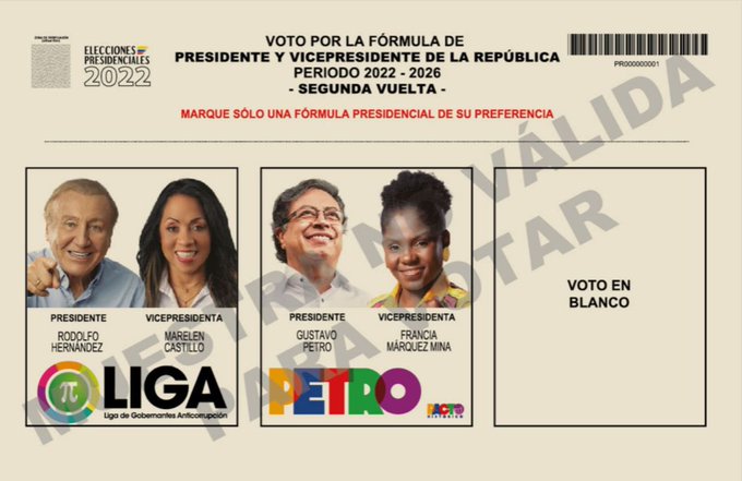 Así será el tarjetón para la segunda vuelta presidencial, Registraduría presentó un sencillo diseño
