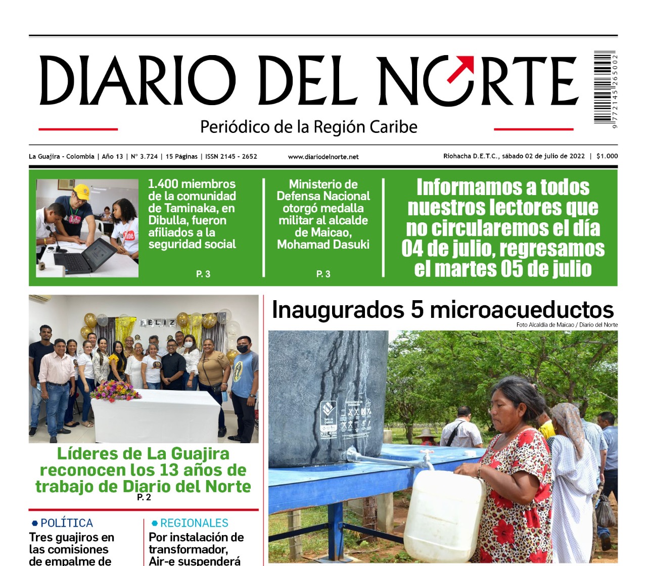 Esta es nuestra edición digital del sábado 2 de julio, de 2022