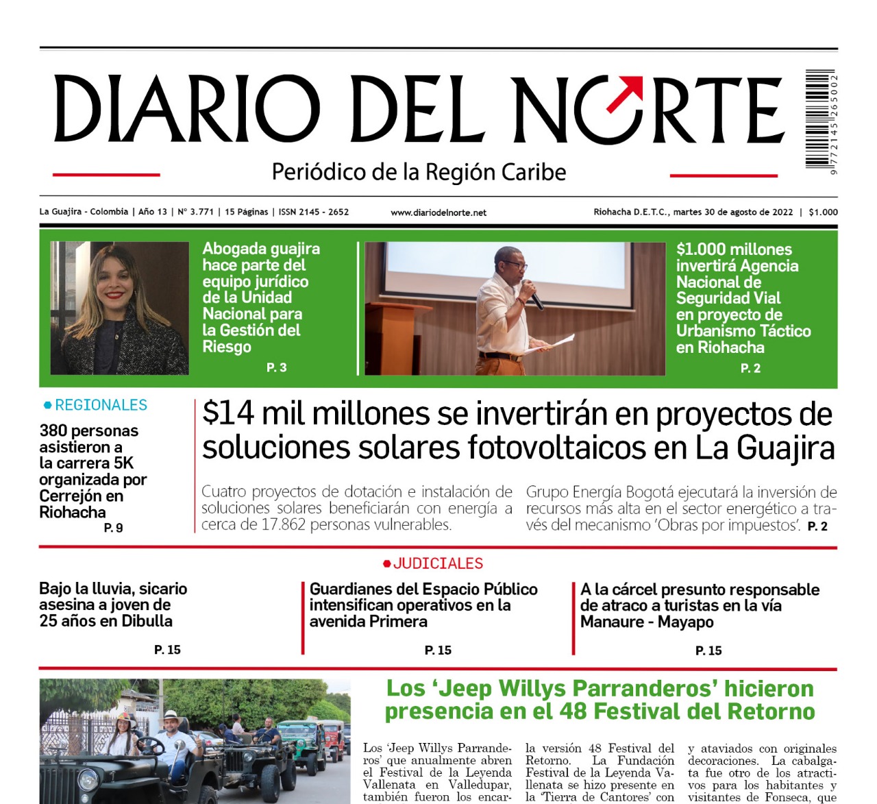Esta es nuestra edición digital del martes 30 de agosto, de 2022.