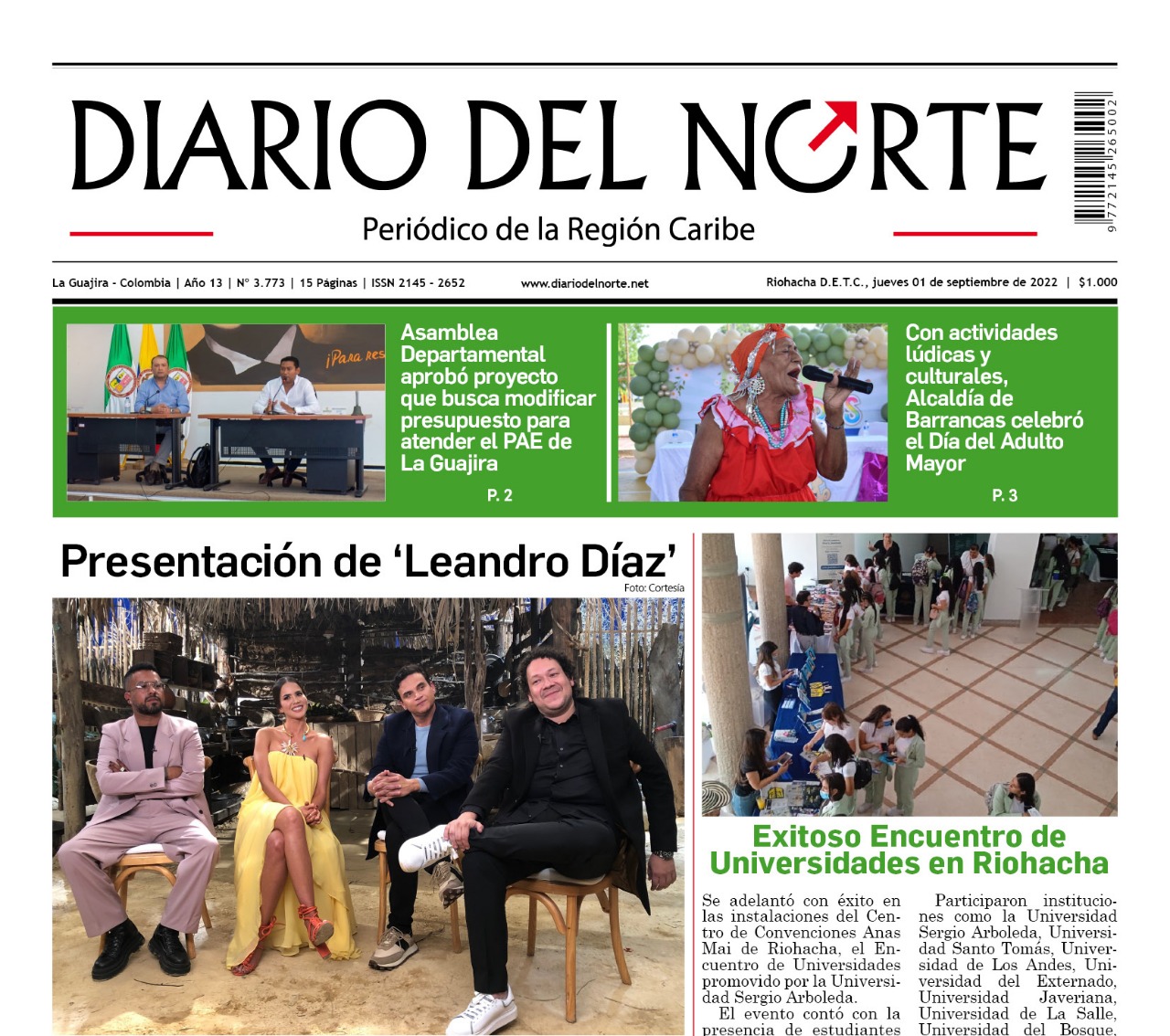 Esta es nuestra edición digital del jueves 1 de septiembre, de 2022.