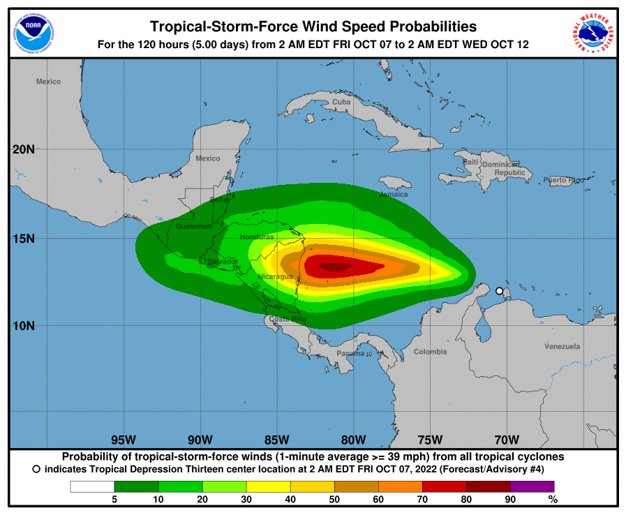 Depresión tropical ‘Trece’ ya está en costas de La Guajira: en las próximas horas sería la tormenta ‘Julia’