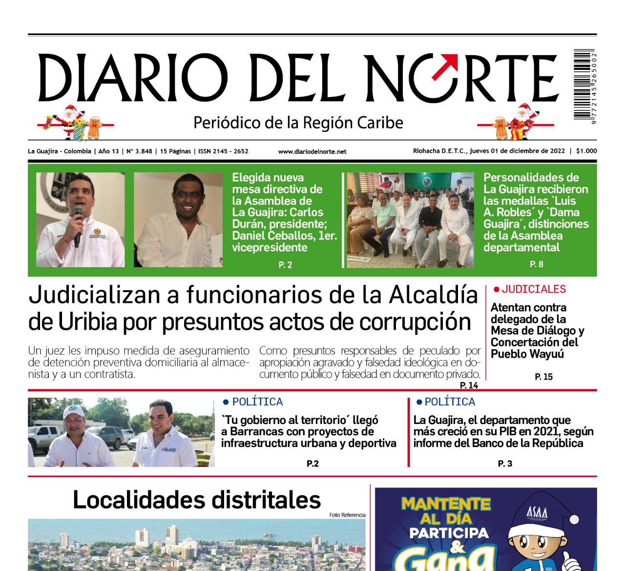 Esta es la edición del jueves 1 de diciembre de 2022