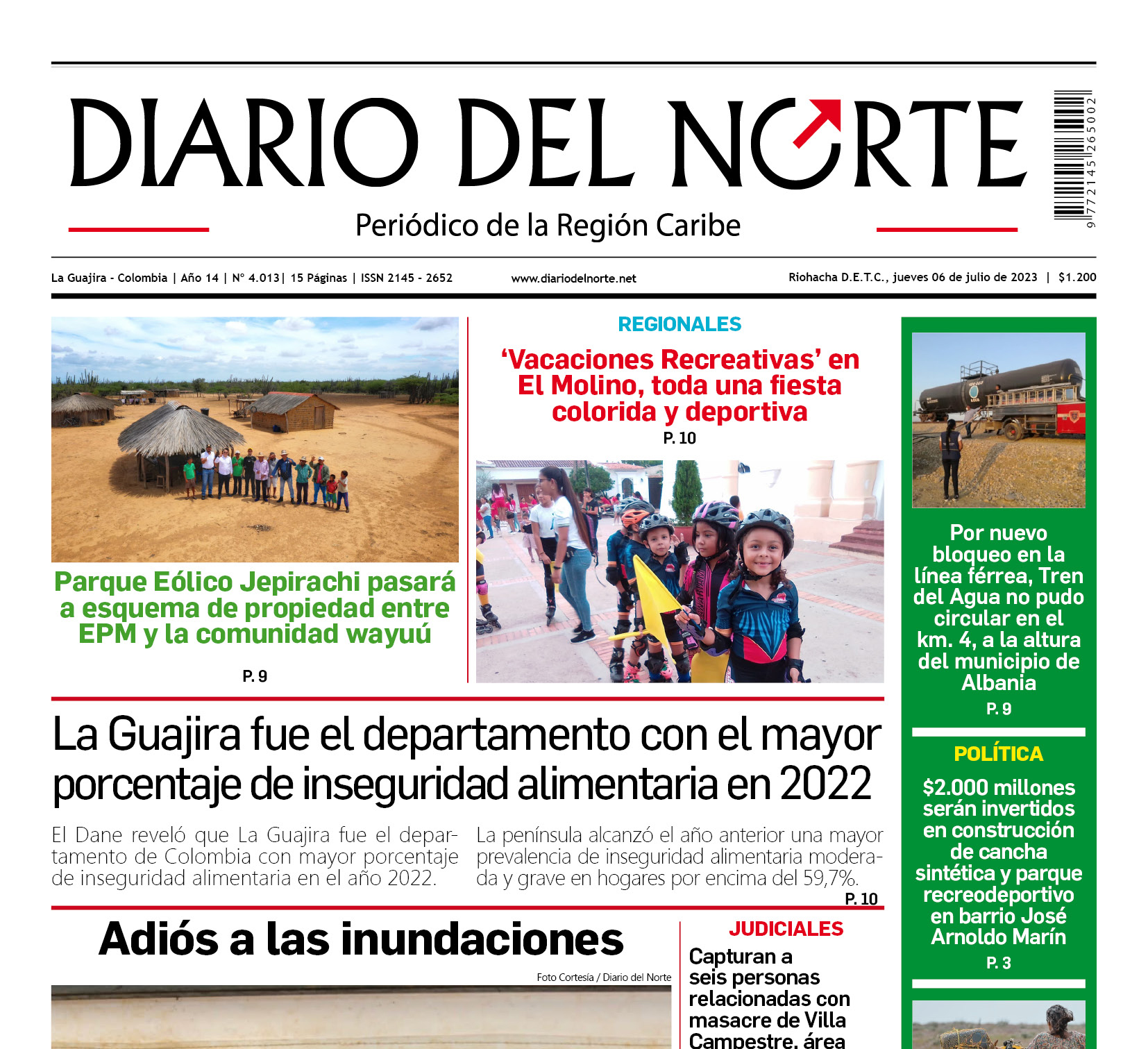 Esta es la edición impresa de hoy jueves 6 de julio de 2023.