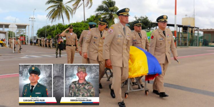 Soldados asesinados en enfrentamiento con el ‘Clan del Golfo’ fueron despedidos con honores en Riohacha