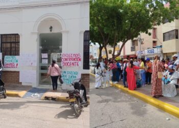Docentes de instituciones de la zona rural de Riohacha protestan en la sede de Secretaría de Educación