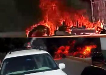 Motocicleta se incendió cuando le estaban llenando el tanque de gasolina en Paraguachón