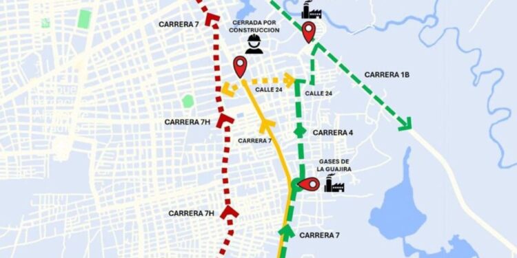 Cierre víal en Riohacha por obras de acueducto en la calle 23 con 7