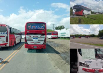 Transportadores de buses protestan por derecho al trabajo e inseguridad en las vías de La Guajira