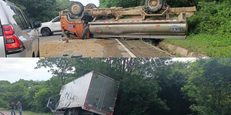 Camión de la Defensa Civil se accidentó en la vía Albania – Maicao