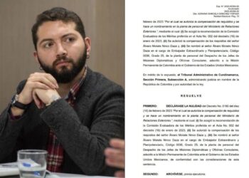 Colombia retira al embajador Moisés Ninco Daza de México