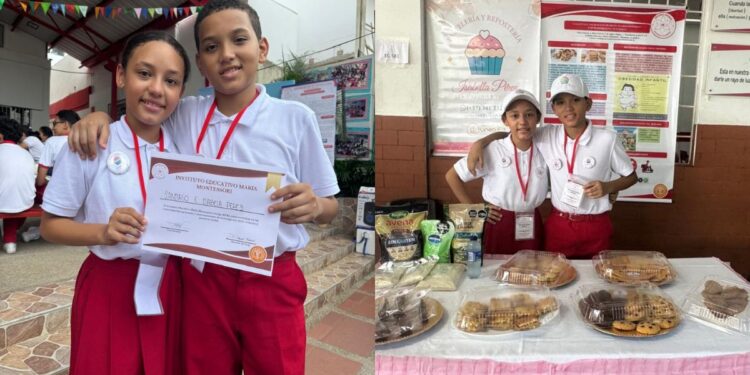 Isabella y Santiago Pérez fueron los emprendedores ganadores en el colegio Montessori
