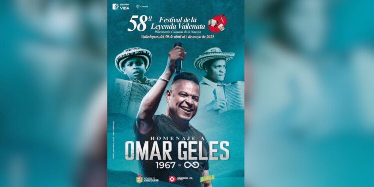 Develan el afiche oficial del 58 Festival Vallenato 2025 en homenaje a Omar Geles