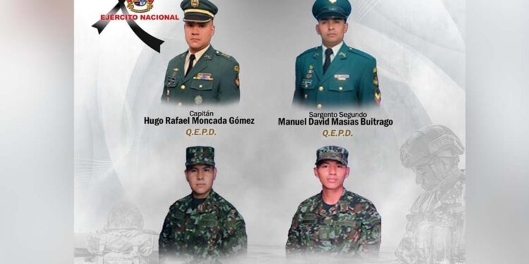 Cuatro militares muertos al caer de un helicóptero en zona montañosa de Antioquia