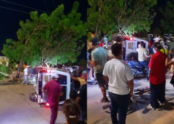 Hombre en aparente estado de embriaguez resultó herido al chocar su camioneta contra un árbol en Maicao