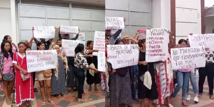 Trabajadores del programa para la primera infancia protestan en Maicao por cuatro meses de salarios atrasados