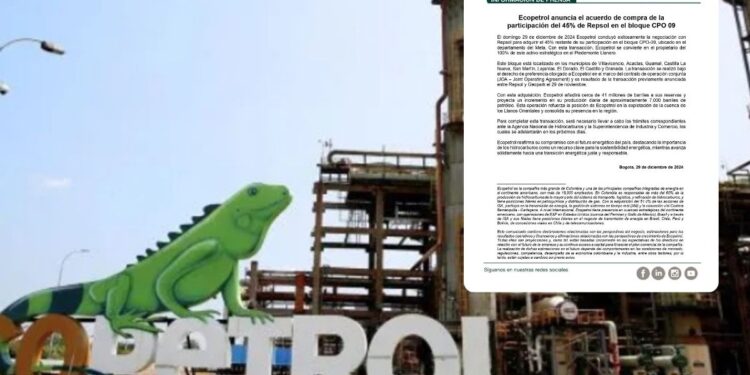 Ecopetrol anunció la firma del acuerdo de compra de la participación del 45% de Repsol