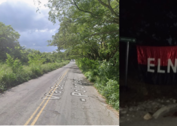 Cierre de vía en Santo Tomás por bandera del ELN y paquetes sospechosos