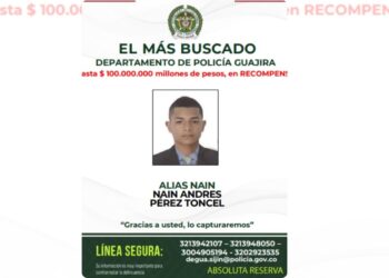 La Policía Nacional ofrece recompensa hasta 100 millones de pesos por Nain Pérez alias “Nain” o «El menor»
