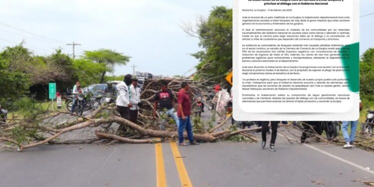 La Gobernación de La Guajira hace un llamado a evitar bloqueos y priorizar el diálogo con el Gobierno Nacional
