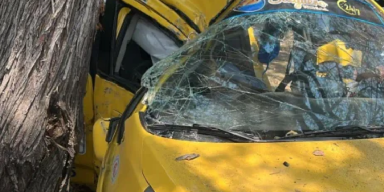 Turistas salieron expulsados tras brutal choque entre taxi y árbol en Santa Marta