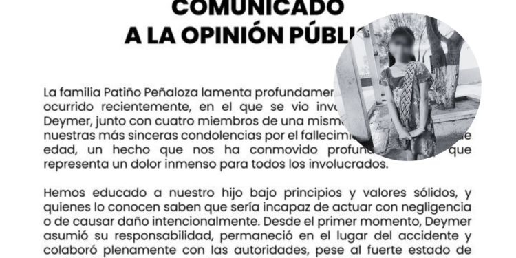 Familia Patiño Peñaloza se pronuncia tras trágico accidente que involucró a su hijo y dejó una menor fallecida