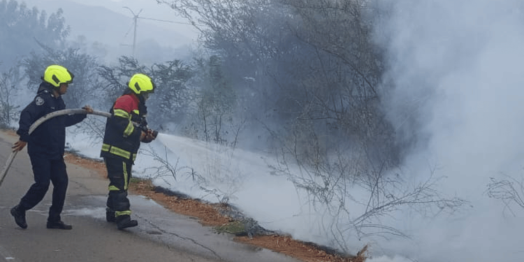 Incendio forestal en Barrancas pone en riesgo subestación eléctrica