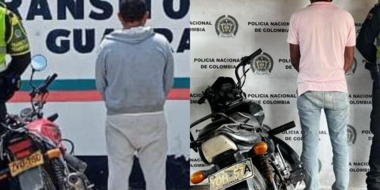 Dos personas fueron capturadas cuando conducían motocicletas que figuraban como hurtadas