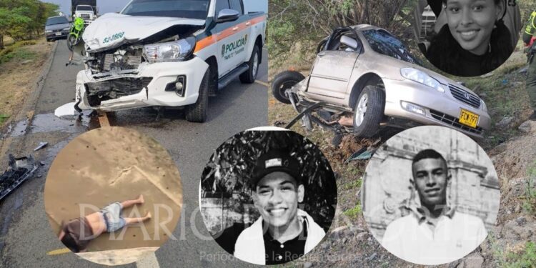 Cuatro personas fallecidas en dos accidentes de tránsito la mañana de este sábado en la vía Riohacha – Camarones