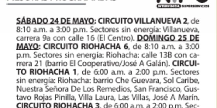 Air-e anuncia los siguientes sectores sin energía