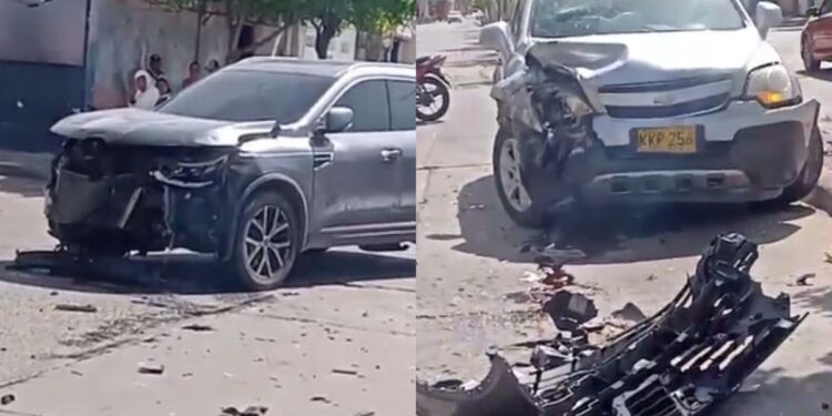 Accidente de tránsito en el centro de Riohacha deja solo daños materiales