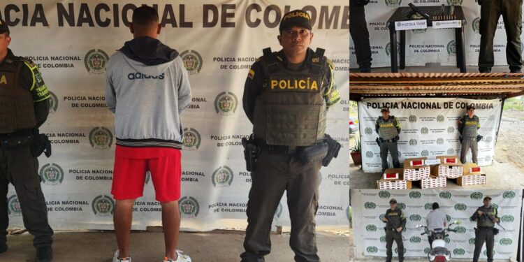 Seis personas capturadas, dos motos recuperadas, e incautación de arma de fuego irregular y cigarrillos de contrabando en vías de La Guajira
