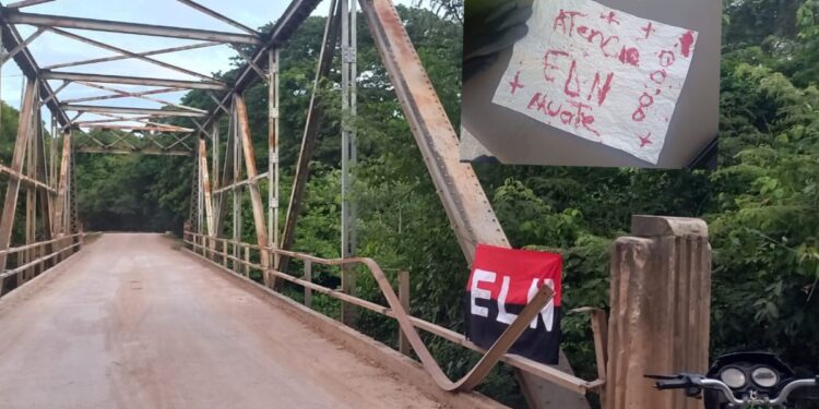 Bandera del ELN causa pánico en la comunidad de Campo Herrera y los Olivos, zona rural de Albania